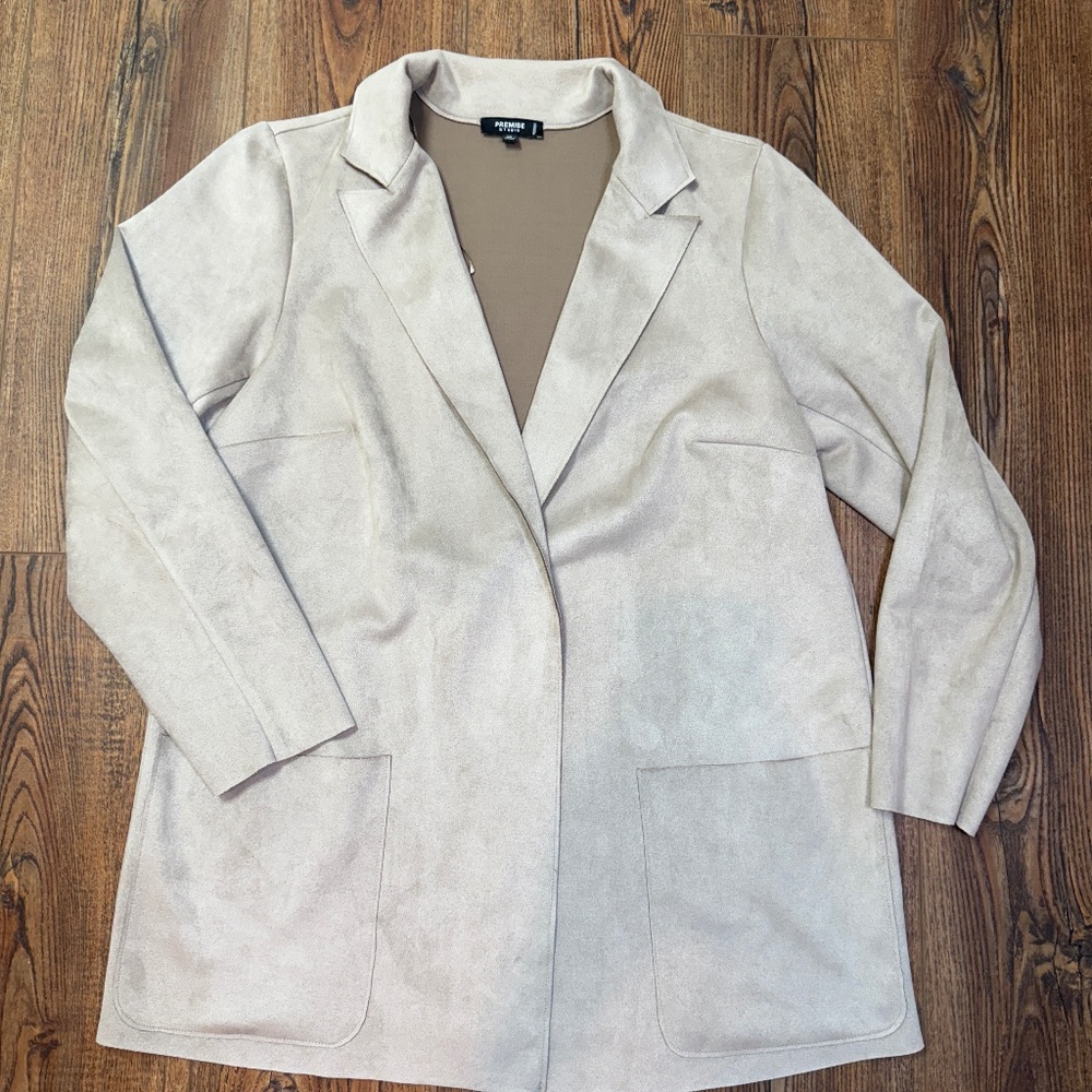 Faux Suede Peak Lapel Jacket